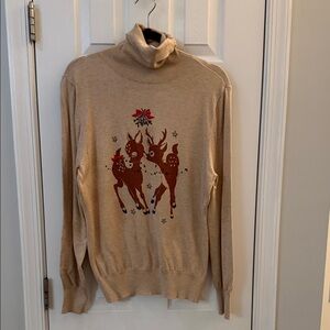 Vintage looking Holiday Reindeer Turtleneck Sweater